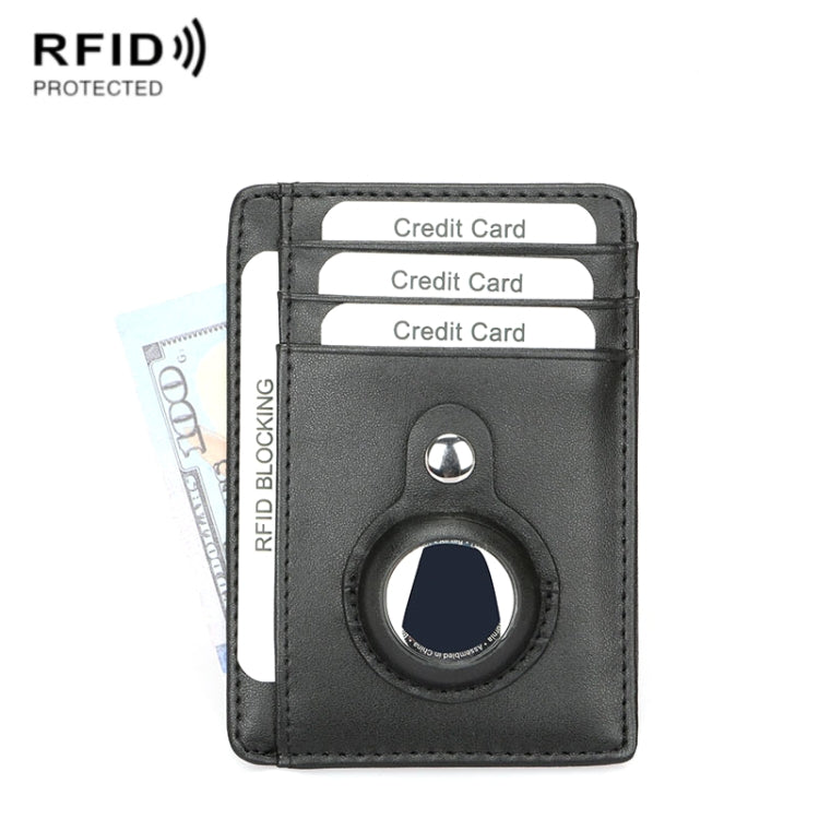 TQ-319 Anti-Theft Anti-Lost Tracker Leather Card Holder For AirTag, Style: Flat Pattern (Black) - Wallet Series by buy2fix | Online Shopping UK | buy2fix