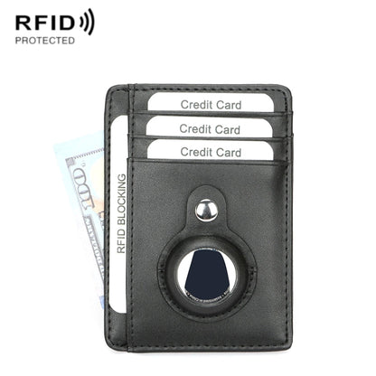 TQ-319 Anti-Theft Anti-Lost Tracker Leather Card Holder For AirTag, Style: Flat Pattern (Black) - Wallet Series by buy2fix | Online Shopping UK | buy2fix