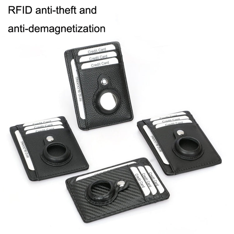 TQ-319 Anti-Theft Anti-Lost Tracker Leather Card Holder For AirTag, Style: Flat Pattern (Black) - Wallet Series by buy2fix | Online Shopping UK | buy2fix