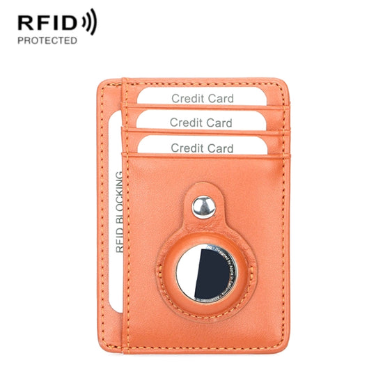 TQ-319 Anti-Theft Anti-Lost Tracker Leather Card Holder For AirTag 2nd Gen / AirTag 1st Gen, Style: Flat Pattern (Brown)