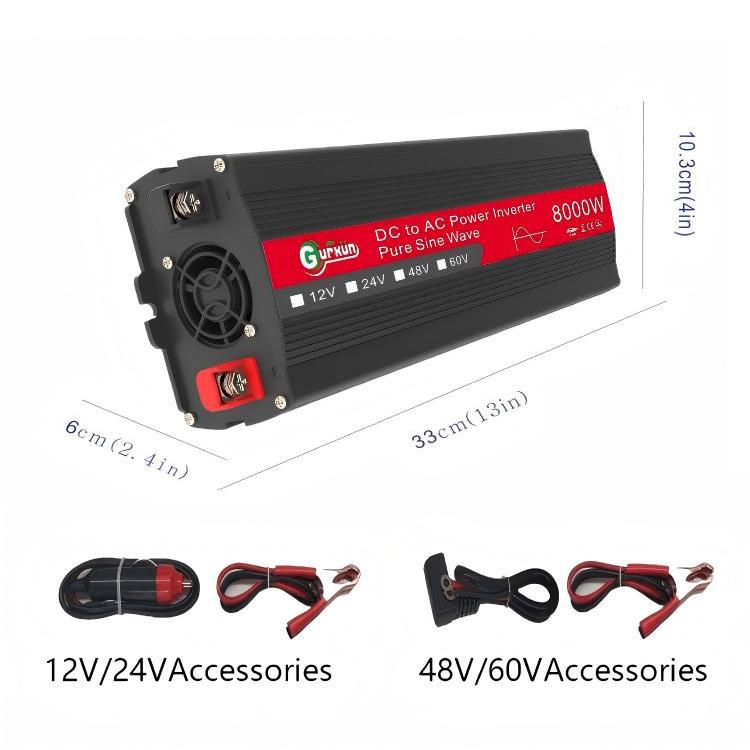 Gurxun 8000W High Power Household Car Sine Wave Inverter, Specification: 12V To 220V by Gurxun
