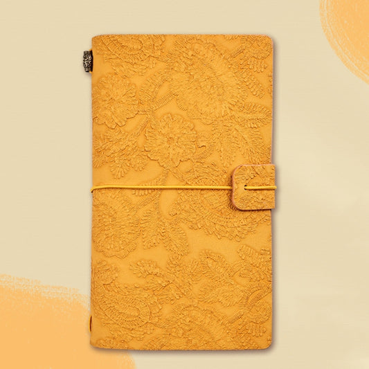 A6  Retro Lace Carved Girls Hand Ledger Diary With 3 Separate Inner Pages(Bright Orange) - Notebooks by buy2fix | Online Shopping UK | buy2fix