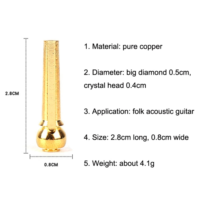 6PCS Guitar Dipping Pure Copper Citrimine Guitar Caps, Style: Crystal Head (Yellow) - Guitar Tuner Accessories by buy2fix | Online Shopping UK | buy2fix