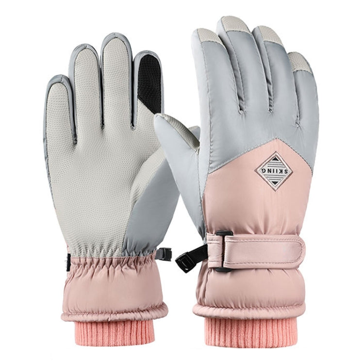 1 Pair Winter Fleece Thickened Warm And Windproof Outdoor Riding Motorcycle Gloves, Size: Free Code(Pink + Blue) - Full Finger Gloves by buy2fix | Online Shopping UK | buy2fix