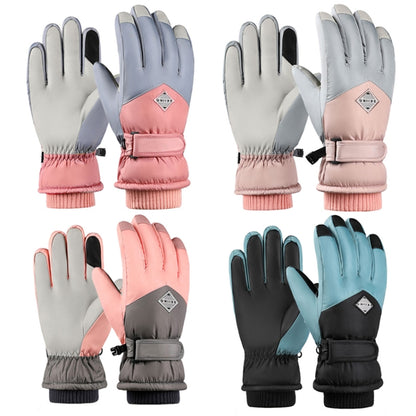 1 Pair Winter Fleece Thickened Warm And Windproof Outdoor Riding Motorcycle Gloves, Size: Free Code(Pink + Blue) - Full Finger Gloves by buy2fix | Online Shopping UK | buy2fix