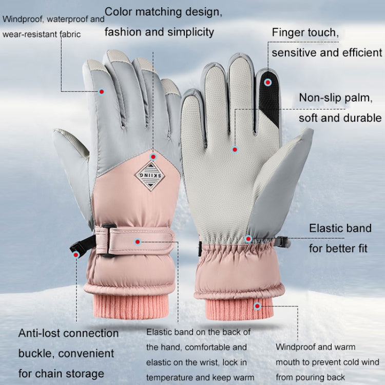 1 Pair Winter Fleece Thickened Warm And Windproof Outdoor Riding Motorcycle Gloves, Size: Free Code(Pink + Blue) - Full Finger Gloves by buy2fix | Online Shopping UK | buy2fix