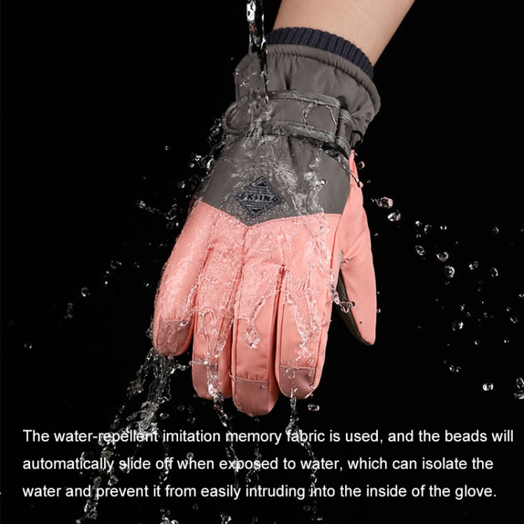 1 Pair Winter Fleece Thickened Warm And Windproof Outdoor Riding Motorcycle Gloves, Size: Free Code(Pink + Blue) - Full Finger Gloves by buy2fix | Online Shopping UK | buy2fix