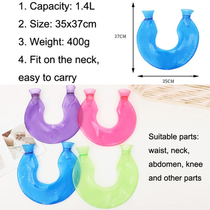 U-shaped PVC Hot Compress Shoulder And Neck Explosion-proof Water Injection Hot Water Bag(Blue + Gray Crystal) - Hot Water Bags by buy2fix | Online Shopping UK | buy2fix