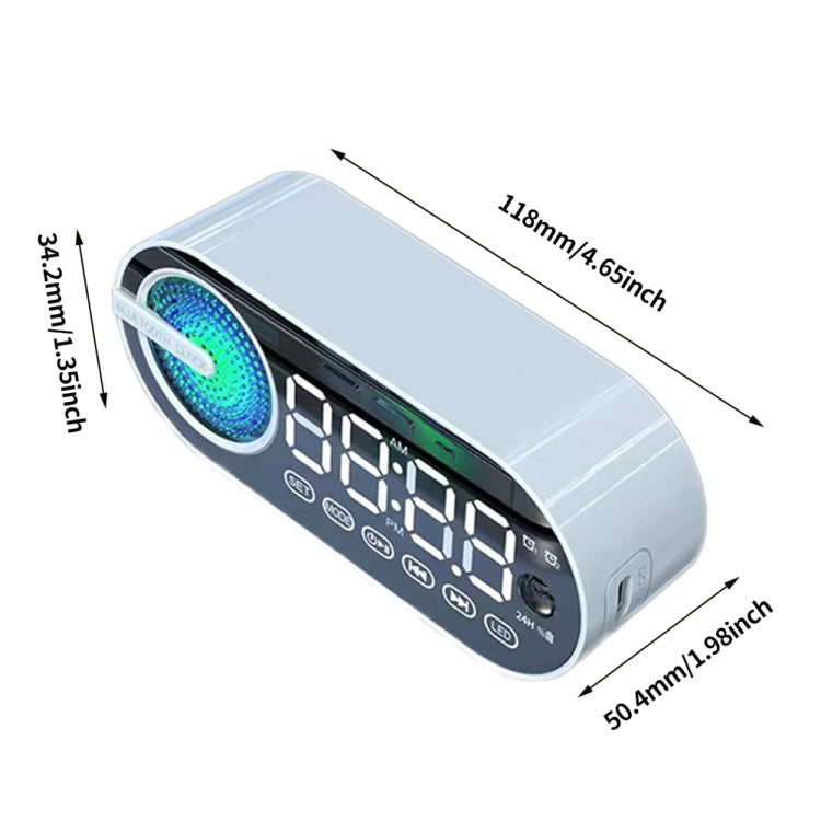 RBT-G30 Mirror Colorful Light Subwoofer Bluetooth Alarm Clock Audio, Spec: Sensor Version (White) - Desktop Speaker by buy2fix | Online Shopping UK | buy2fix