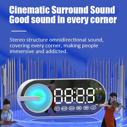 RBT-G30 Mirror Colorful Light Subwoofer Bluetooth Alarm Clock Audio, Spec: Sensor Version (White) - Desktop Speaker by buy2fix | Online Shopping UK | buy2fix