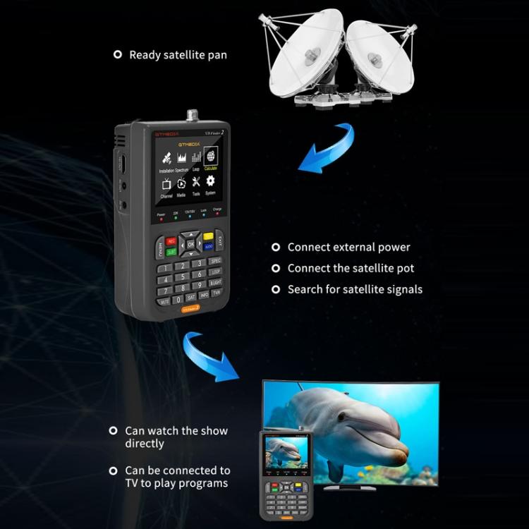 GTMedia Full HD Digital Satellite Finder With 3.5 Inch LCD Screen(With Bag) - Satellite Finder by GTMedia | Online Shopping UK | buy2fix