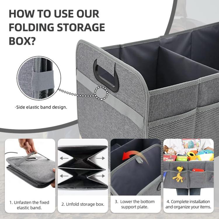 Car Trunk Folding Oxford Fabric Storage Bag(Gray) - Stowing Tidying by buy2fix | Online Shopping UK | buy2fix