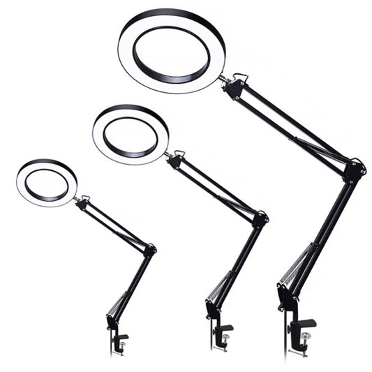 5X Magnifying Glass LED Folding Long Arm Clip Light Eye-protection USB Reading Lamp, Size: Medium(Black) by buy2fix