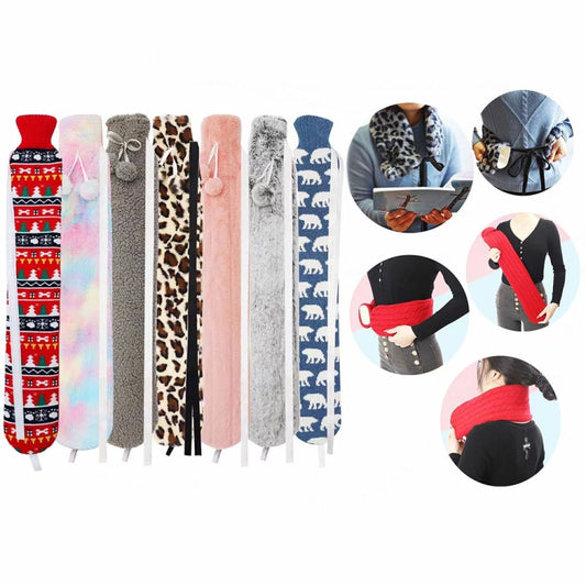 2L Long-strip Multifunctional Water-filled Rubber Hot Water Bags, Spec: Red Christmas by buy2fix