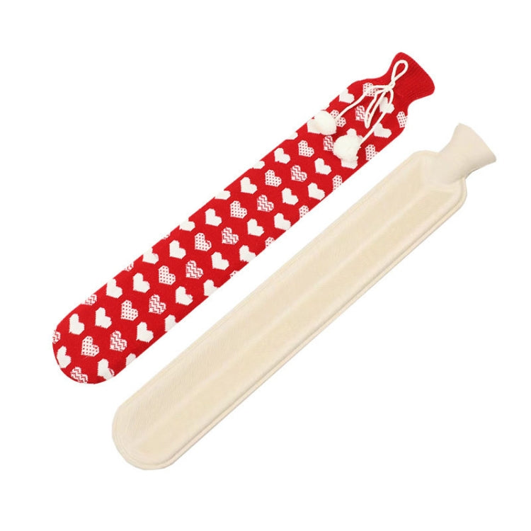 2L Long-strip Multifunctional Water-filled Rubber Hot Water Bags, Spec: Red White Heart by buy2fix