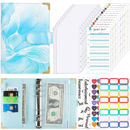 A6 Leather Loose-leaf Budget Book Handbook Notepad(Cyan Greene) - Notebooks by buy2fix | Online Shopping UK | buy2fix