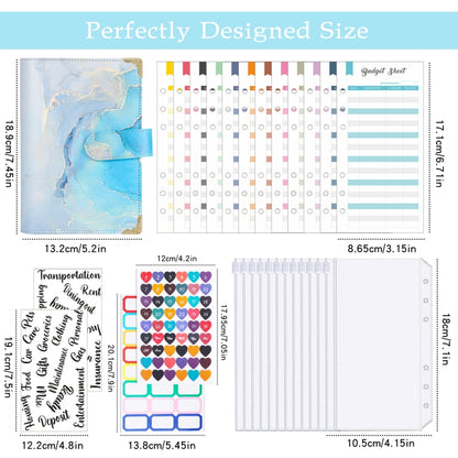 A6 Leather Loose-leaf Budget Book Handbook Notepad(Water Blue) by buy2fix