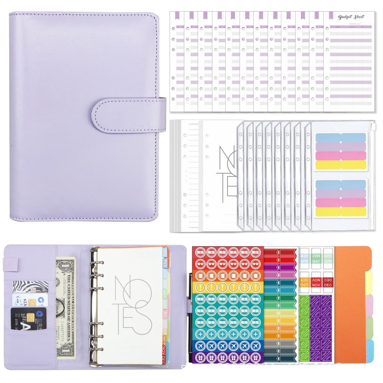 A6 Macaron PU Leather Loose-leaf Notebook Cash Budget Handbook(Purple) by buy2fix