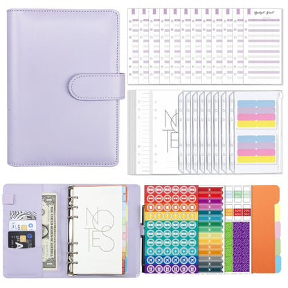A6 Macaron PU Leather Loose-leaf Notebook Cash Budget Handbook(Purple) by buy2fix