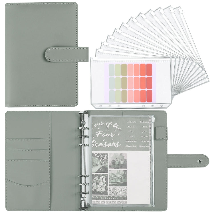 A5 Macaron Notebook PU Loose-leaf Cash Budget Handbook(Gray) - Notebooks by buy2fix | Online Shopping UK | buy2fix