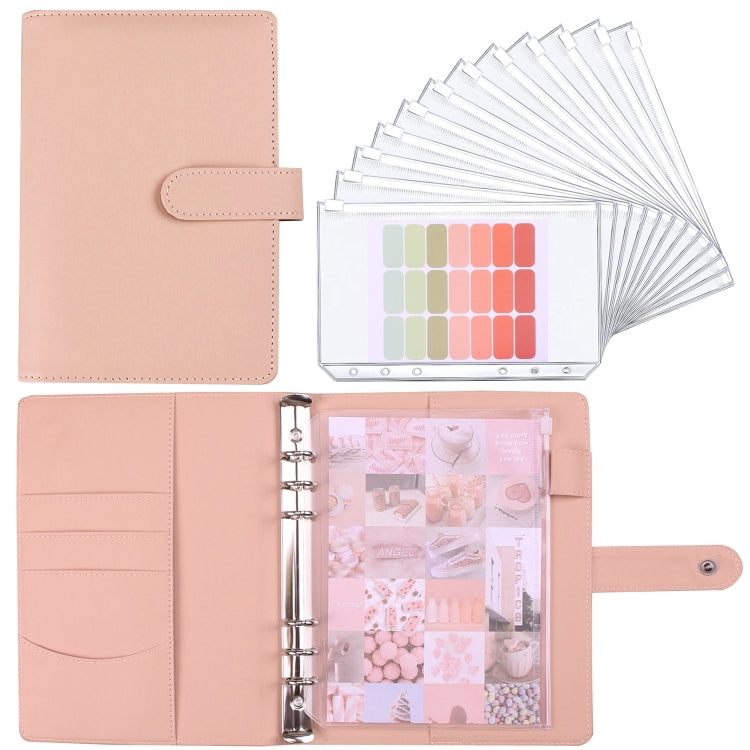 A5 Macaron Notebook PU Loose-leaf Cash Budget Handbook(Pink) by buy2fix