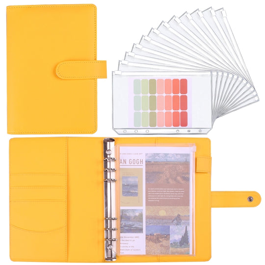 A5 Macaron Notebook PU Loose-leaf Cash Budget Handbook(Yellow)