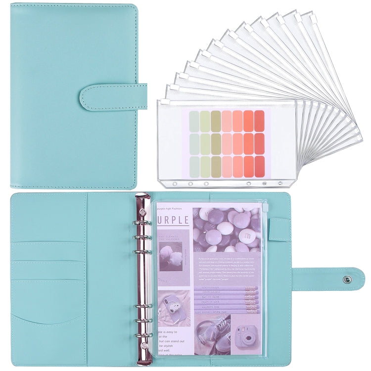 A5 Macaron Notebook PU Loose-leaf Cash Budget Handbook(Blue) by buy2fix