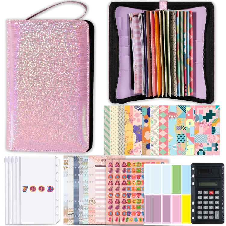 A6 Handheld Zipper Bag Type Large Capacity Cash Budget Book Handbook(Pink) - Notebooks by buy2fix | Online Shopping UK | buy2fix