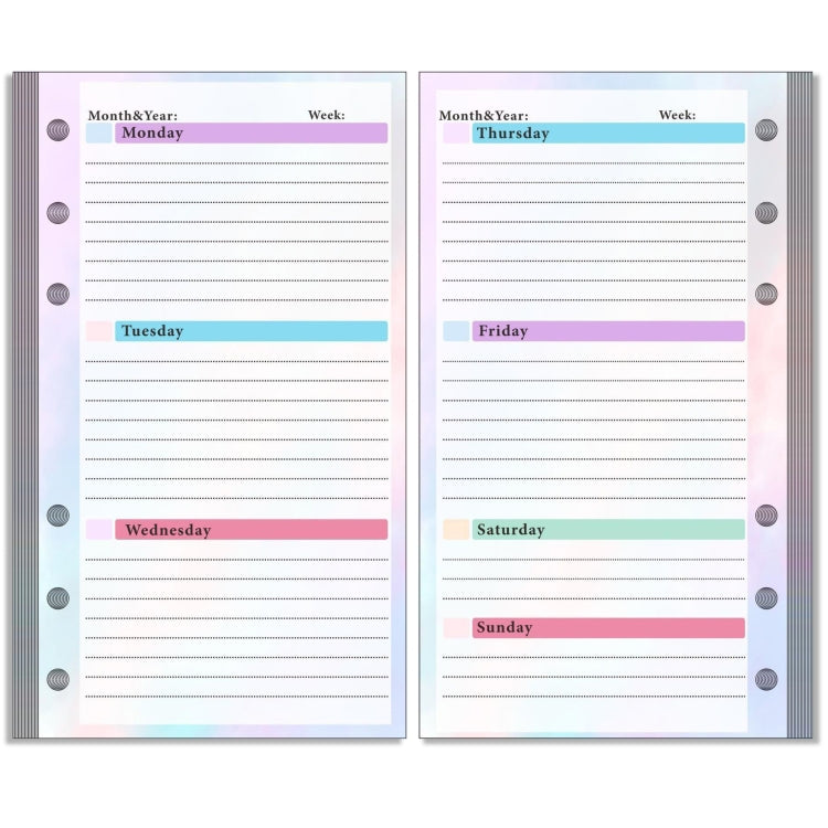 A6 6 Hole Budget Book Loose-leaf Replacement Core Handbook Insert,Spec: Weekly Plan 108 Sheets - Notebooks by buy2fix | Online Shopping UK | buy2fix