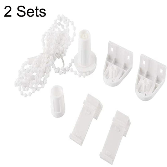 2 Sets 17mm Shutter Curtain Control Head With 2m Pull Beads Chain Set(White) - Curtain Decorative Accessories by buy2fix | Online Shopping UK | buy2fix