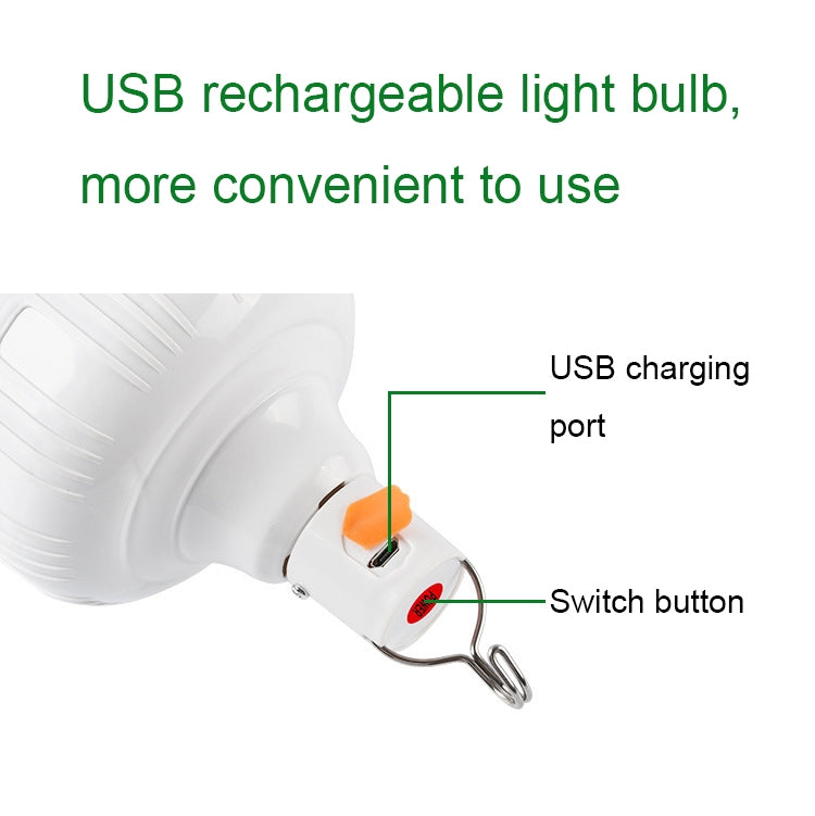 AB26 USB Charging LED Bulb Night Market Stall Lights Outdoor Camping Hanging Lamp, Power: 300W (White) - Camping Lighting by buy2fix | Online Shopping UK | buy2fix