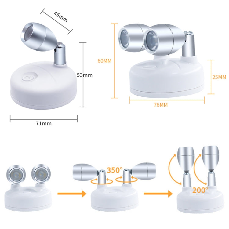 C2765 Double Head 2 Lights Wireless RGB Remote Control Cabinet Ambient Spotlight - Novelty Lighting by buy2fix | Online Shopping UK | buy2fix