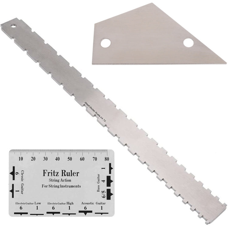 GNR3 Stainless Steel Measurement Bass Guitar Neck Ruler, Style: Double Teeth+Leveling Ruler+String High Ruler - String Instrument Accessories by buy2fix | Online Shopping UK | buy2fix