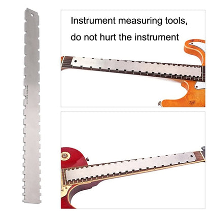 GNR3 Stainless Steel Measurement Bass Guitar Neck Ruler, Style: Double Teeth+Leveling Ruler+String High Ruler - String Instrument Accessories by buy2fix | Online Shopping UK | buy2fix