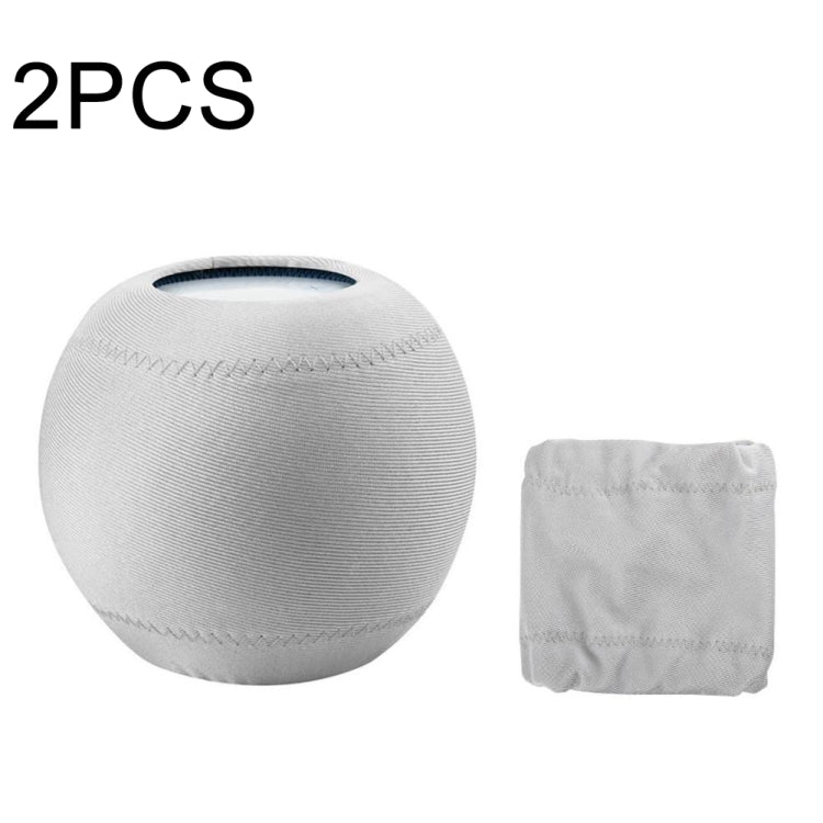 2 PCS For Homepod Mini Smart Speaker Dust Cover Stretch Cloth Audio Protection Cover(Light Gray) - Protective Case by buy2fix | Online Shopping UK | buy2fix