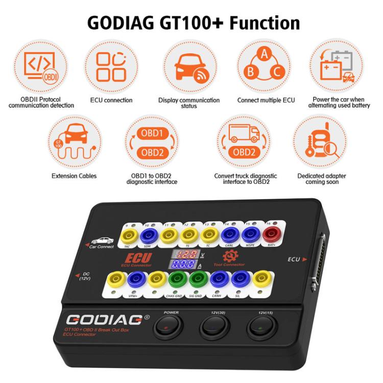 GODIAG GT100+ OBDII Breakout Box Diagnostic Port Tester ECU Bench Connector(US Plug) - Electronic Test by buy2fix | Online Shopping UK | buy2fix