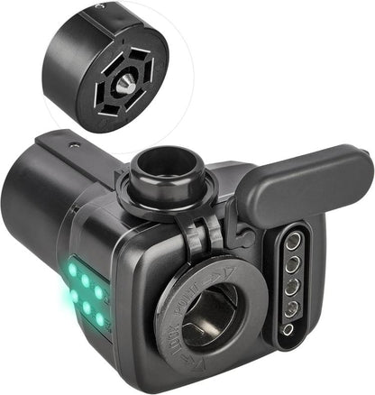 7 Pin to 12V Truck Cigarette Lighter Power Adapter with LED Circuit Tester(Black) - Car Charger by buy2fix | Online Shopping UK | buy2fix