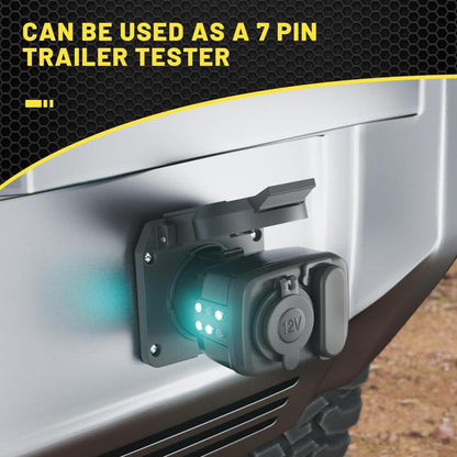 7 Pin to 12V Truck Cigarette Lighter Power Adapter with LED Circuit Tester(Black) - Car Charger by buy2fix | Online Shopping UK | buy2fix