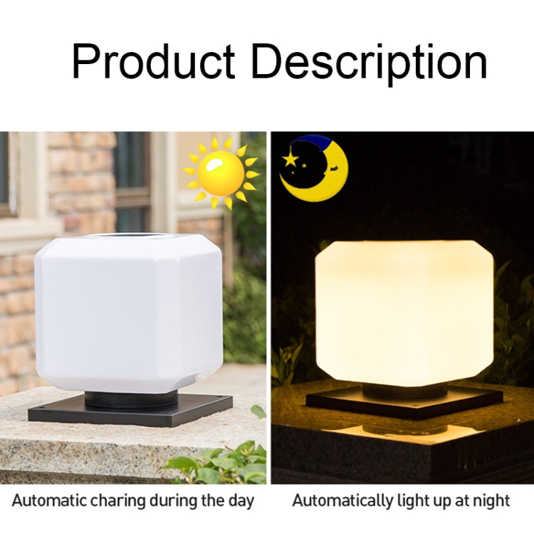 003 Solar Square Outdoor Post Light LED Waterproof Wall Lights, Size: 25cm (Warm Light) - Solar Lights by buy2fix | Online Shopping UK | buy2fix