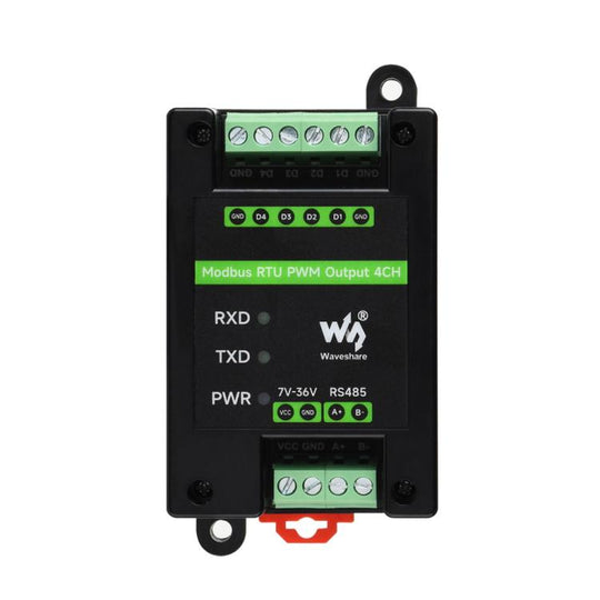 Waveshare Industrial 4-Ch PWM Output Module Modbus RTU RS485, Adjustable Frequency & Duty Cycle