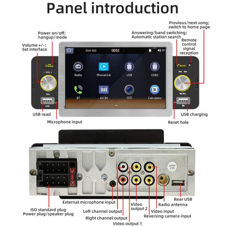 5 inch Bluetooth AUX Mobile Phone Interconnection USB Interface Car MP5(158C) - Car MP3 & MP4 & MP5 by buy2fix | Online Shopping UK | buy2fix