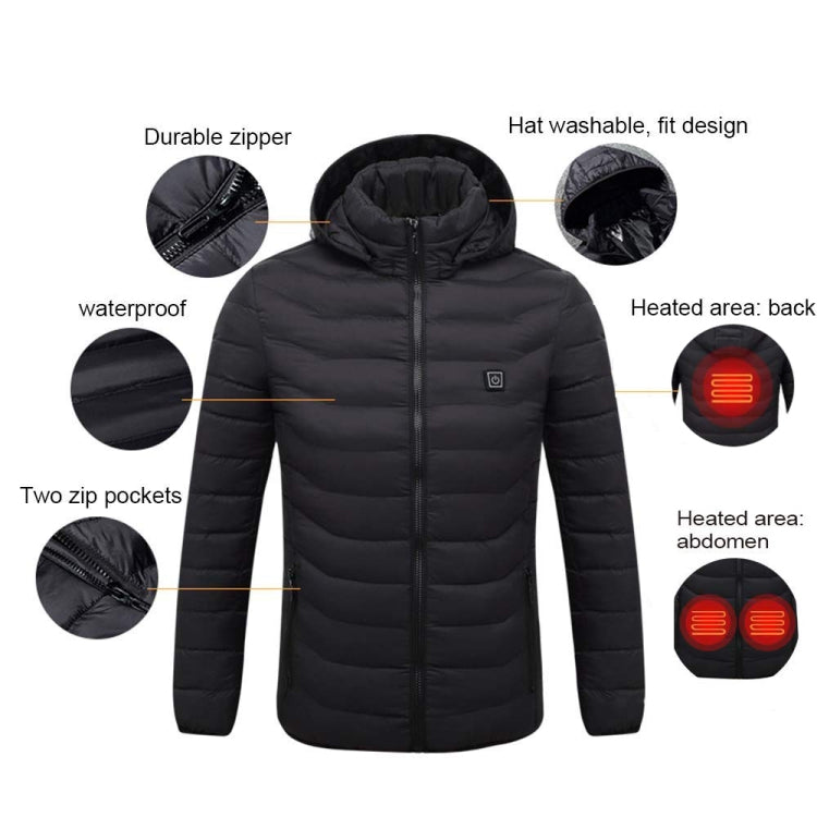 11 Zone Double Control Blue USB Winter Electric Heated Jacket Warm Thermal Jacket, Size: XXL - Down Jackets by buy2fix | Online Shopping UK | buy2fix