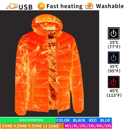 9 Zone Red USB Winter Electric Heated Jacket Warm Thermal Jacket, Size: XXXXL - Down Jackets by buy2fix | Online Shopping UK | buy2fix