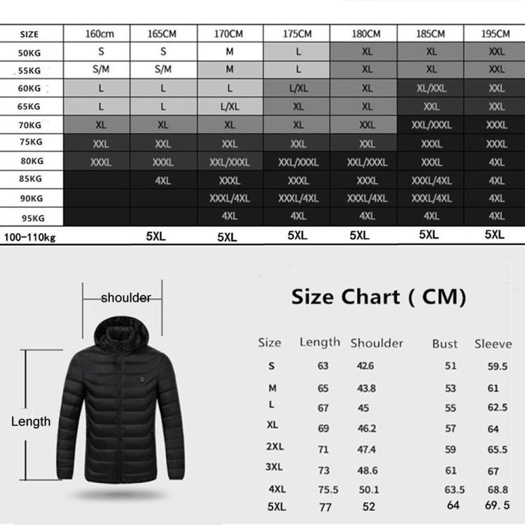 4 Zone Black  USB Winter Electric Heated Jacket Warm Thermal Jacket, Size: S - Down Jackets by buy2fix | Online Shopping UK | buy2fix