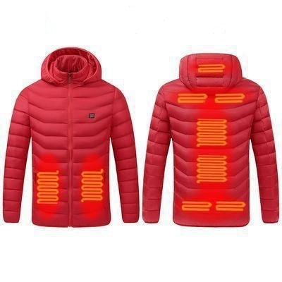 9 Zone Red USB Winter Electric Heated Jacket Warm Thermal Jacket, Size: XL - Down Jackets by buy2fix | Online Shopping UK | buy2fix