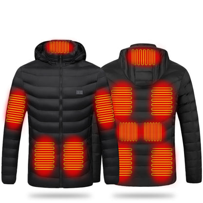 11 Zone Double Control Black USB Winter Electric Heated Jacket Warm Thermal Jacket, Size: S - Down Jackets by buy2fix | Online Shopping UK | buy2fix