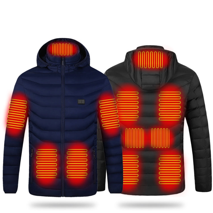 11 Zone Double Control Blue USB Winter Electric Heated Jacket Warm Thermal Jacket, Size: XXXL - Down Jackets by buy2fix | Online Shopping UK | buy2fix