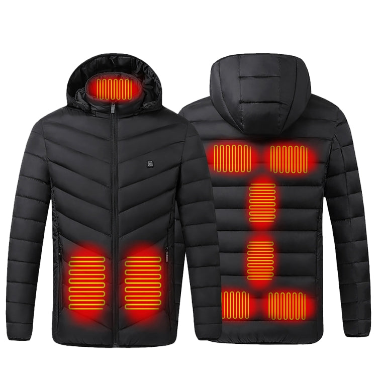 9 Zone Double Control Black USB Winter Electric Heated Jacket Warm Thermal Jacket, Size: S - Down Jackets by buy2fix | Online Shopping UK | buy2fix