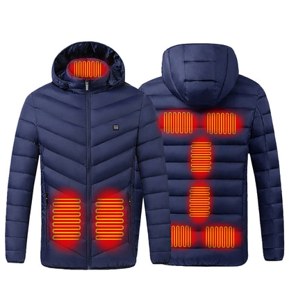 9 Zone Double Control Blue USB Winter Electric Heated Jacket Warm Thermal Jacket, Size: M - Down Jackets by buy2fix | Online Shopping UK | buy2fix