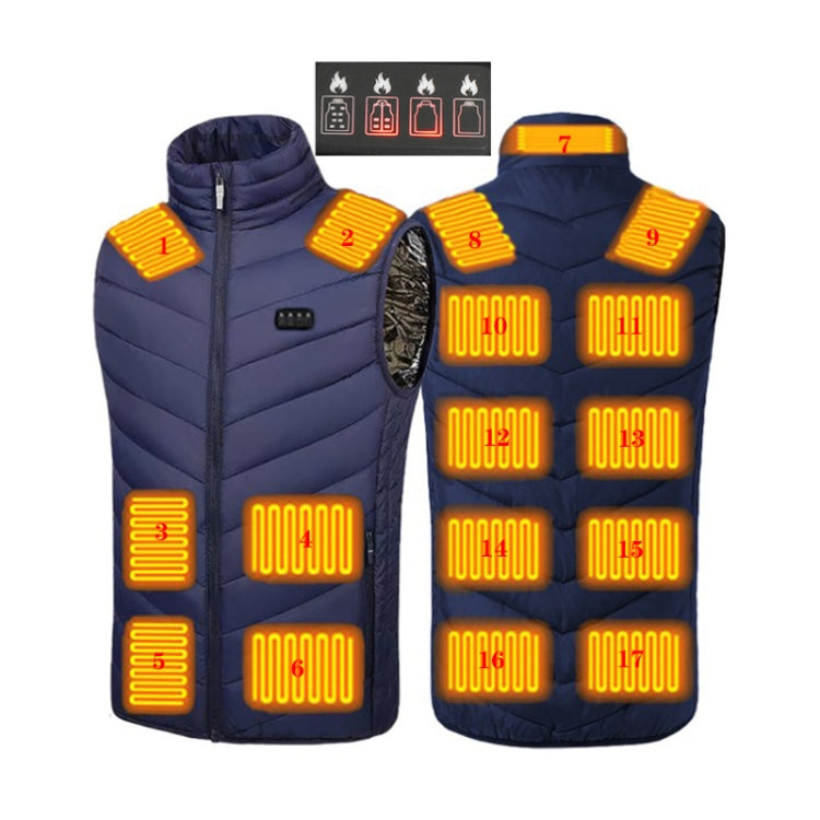 17 Area  4 Control Blue USB Electric Heating Undershirt Intelligent Warm Vest(4XL) - Down Jackets by buy2fix | Online Shopping UK | buy2fix